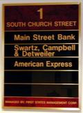 Client: 1 South Church Street Style: Single Column Changeable Directory With Engraved Magnetic Inserts & Polished Brass Bars