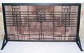 Wrought iron fireplace screen in the style of Frank Lloyd Wright