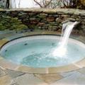 Blue stone spa. Blue stone spa with natural stone water fall weir. Duxbury, MA.