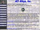 Website Snapshot of ACI ALLOYS INC